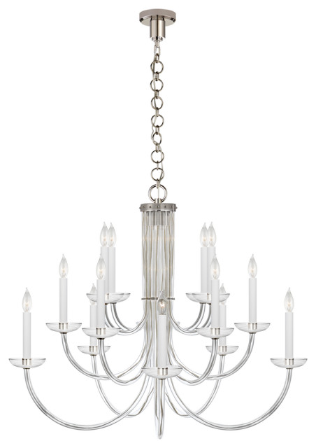 Wharton Chandelier in Clear Acrylic and Polished Nickel