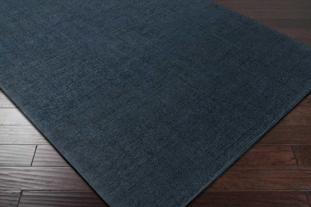 Hauteloom Brockton Solid Wool Hand Loomed Dark Blue Area Rug - 9'x13'