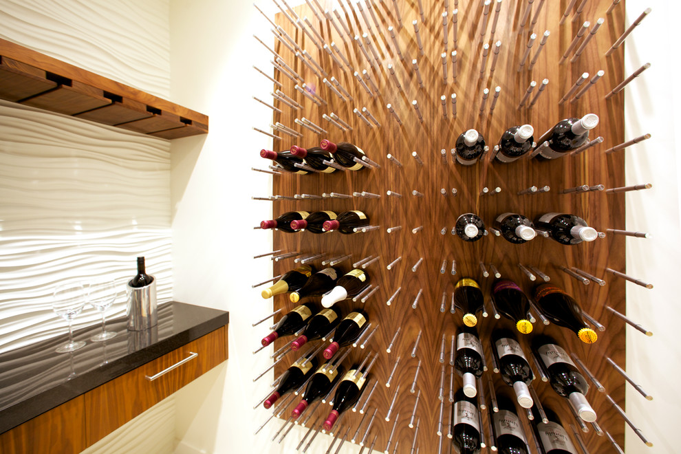 Design ideas for a mid-sized contemporary wine cellar in Los Angeles with display racks.