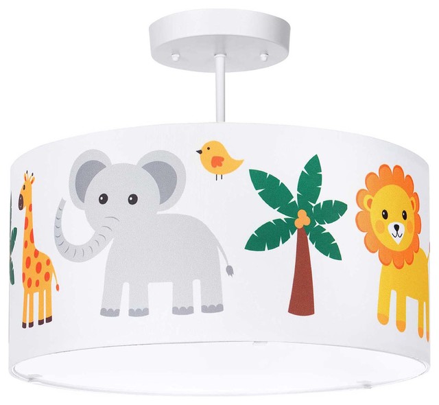 Jungle Animals Light Fixture 3 Lights Contemporary Kids Ceiling Lighting By Firefly Houzz - Ceiling Light Safari Brushed Chrome