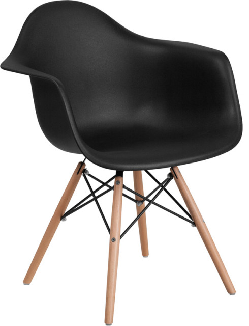 Alonza Series Black Plastic Chair With Wooden Legs Midcentury Dining Chairs By Gwg Houzz Black Plastic Chair With Wooden Legs, Black Plastic Chairs With Wooden Legs