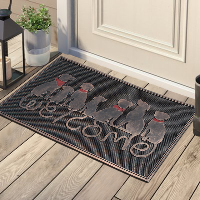 Dog Tail Designer Welcome Rubber Doormat