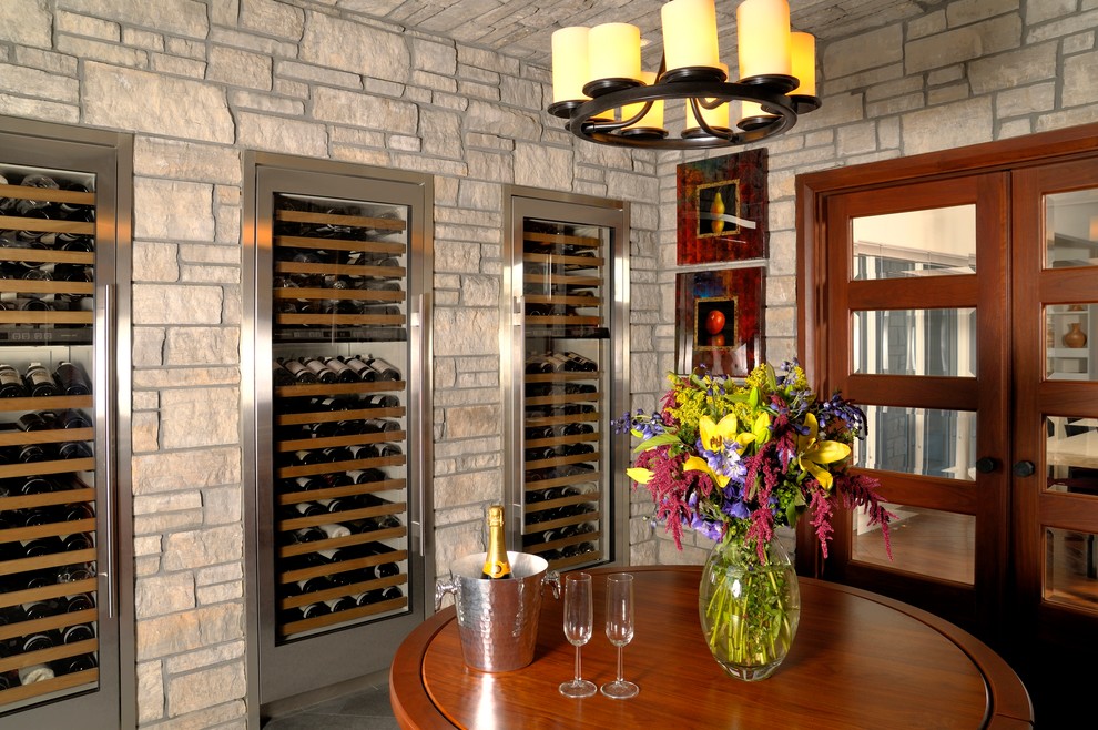 Example of a trendy wine cellar design in San Diego