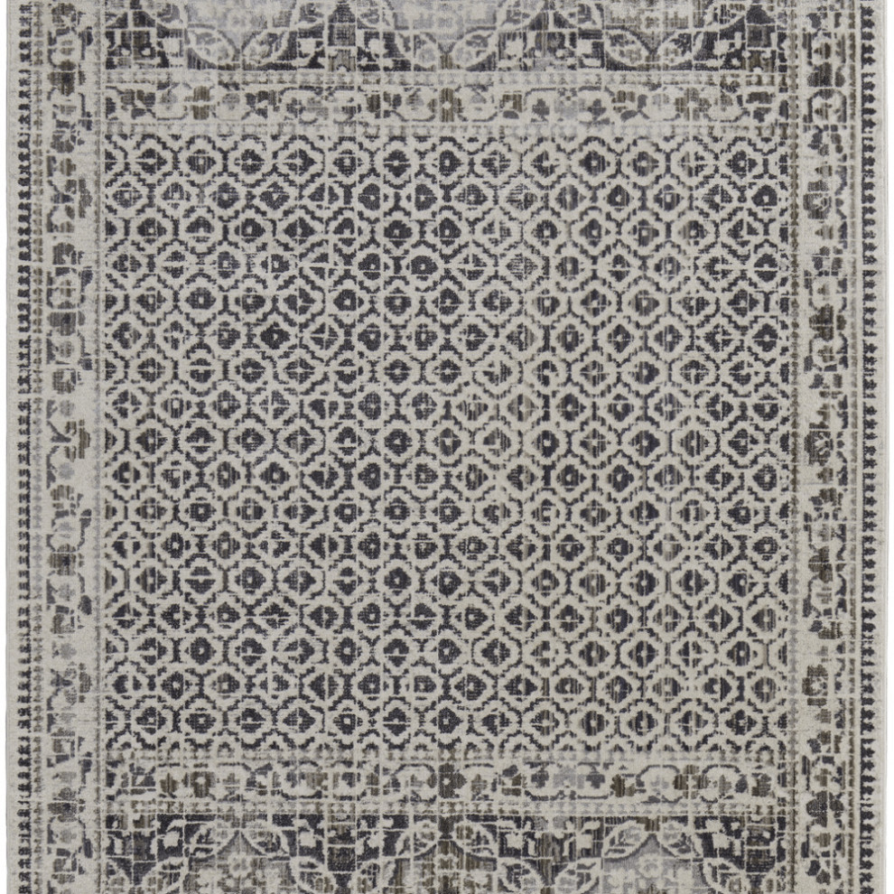 8' X 11' Ivory Taupe And Gray Abstract Stain Resistant Area Rug Area