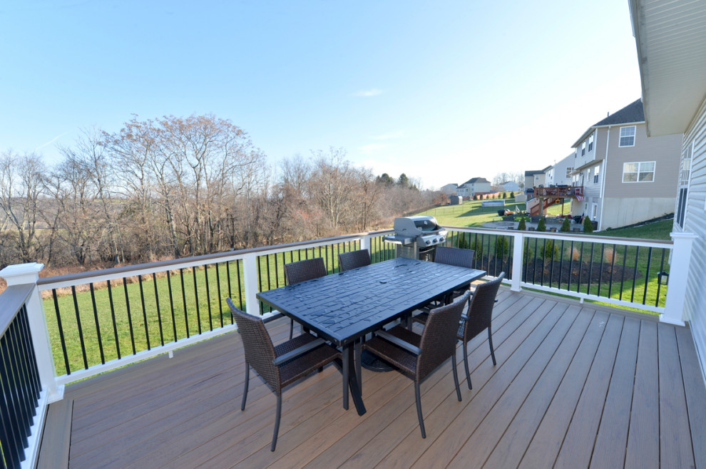 Two-Story Custom Deck with Fire Pit - Contemporary - Terrace - New York ...