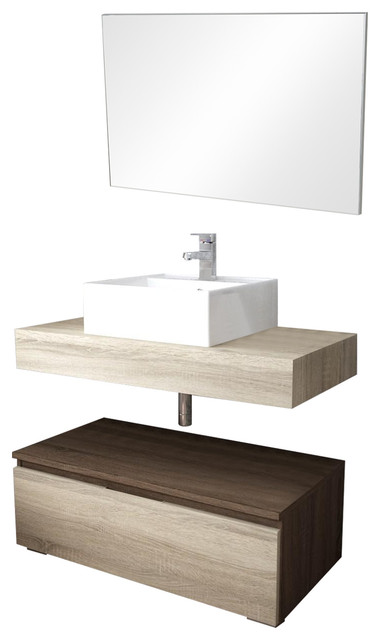 Slim Dual-Tone Bathroom Vanity Unit, 80 cm