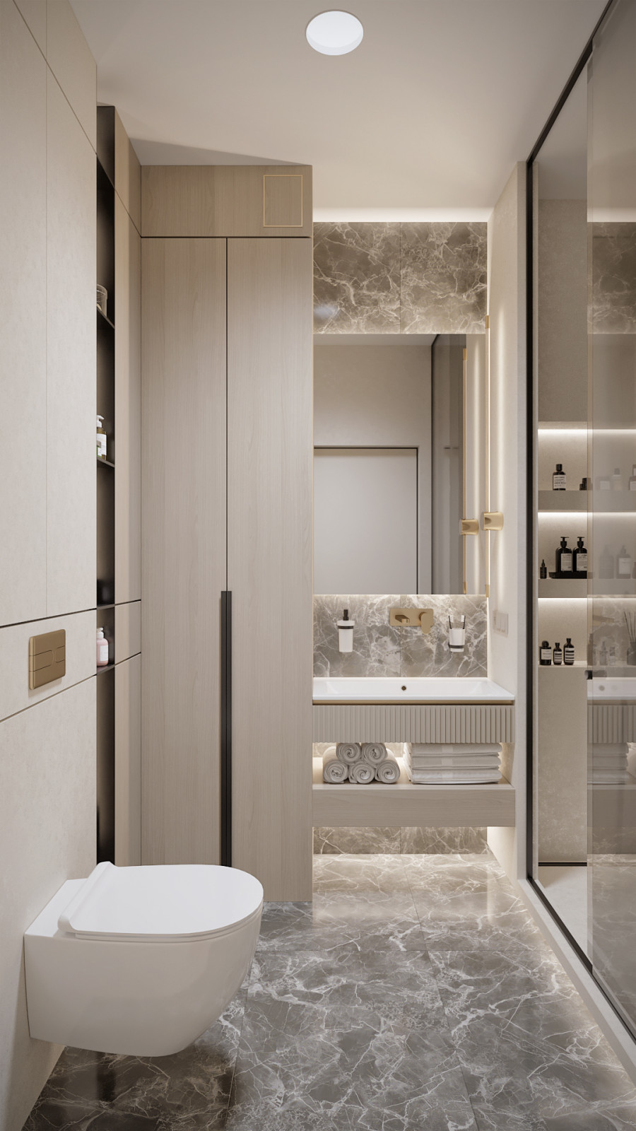 3к студия монохромный интерьер в стиле Современной классики