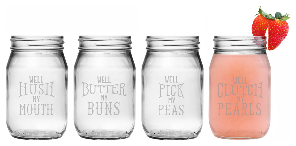 "Well" Expressions 4-Piece Drinking Jar Set
