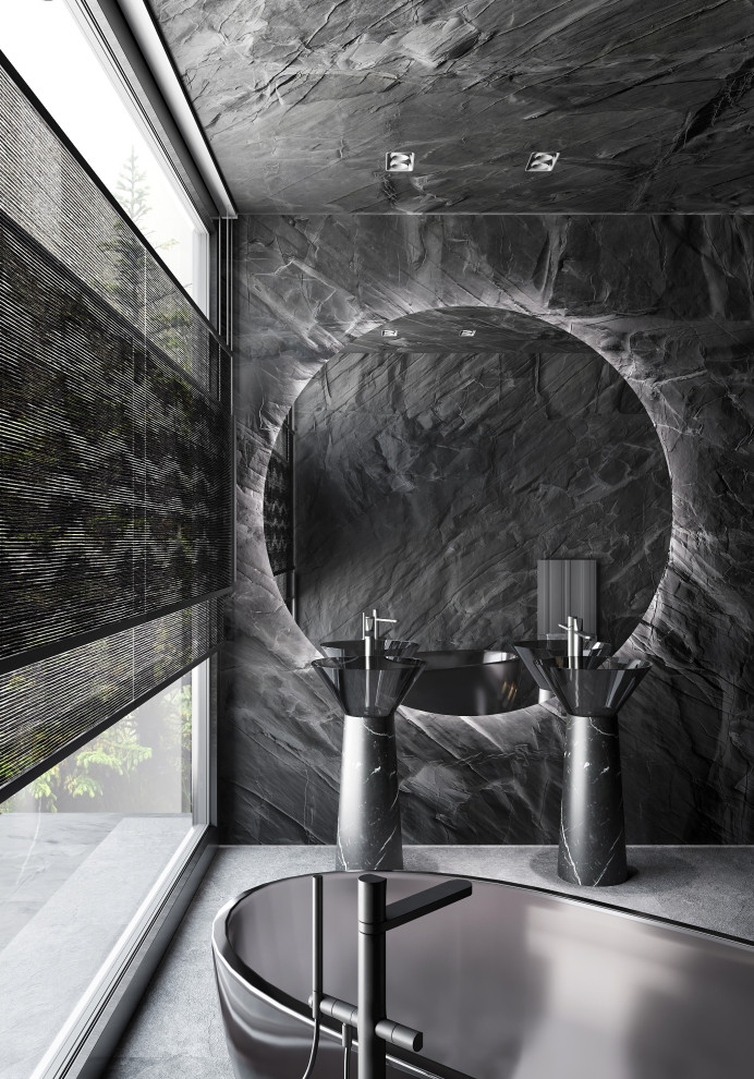 Ванная в черном цвете