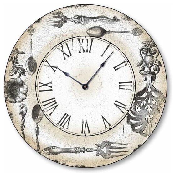 Antique-Style Ornate Silver Service Wall Clock - Traditional - Wall
