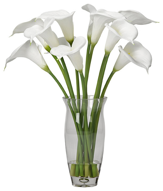 White calla lilies in glass vase - Artificial Flower Arrangements - by ...
