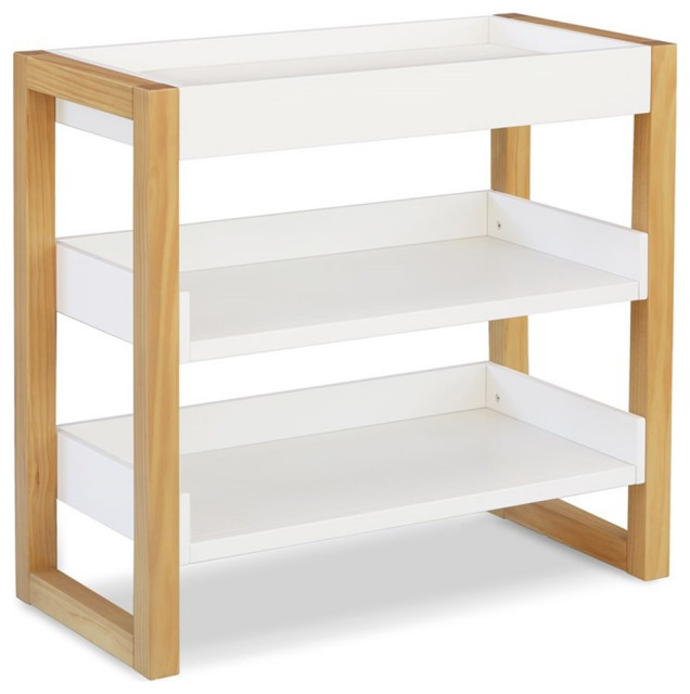 Namesake Nantucket Modern Wood Changing Table in Warm White and Honey