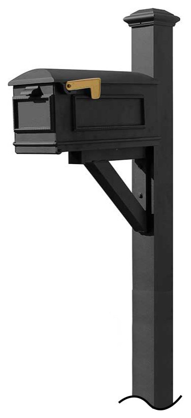 Westhaven System With Lewiston Mailbox, No Base Pyramid Finial In, Black
