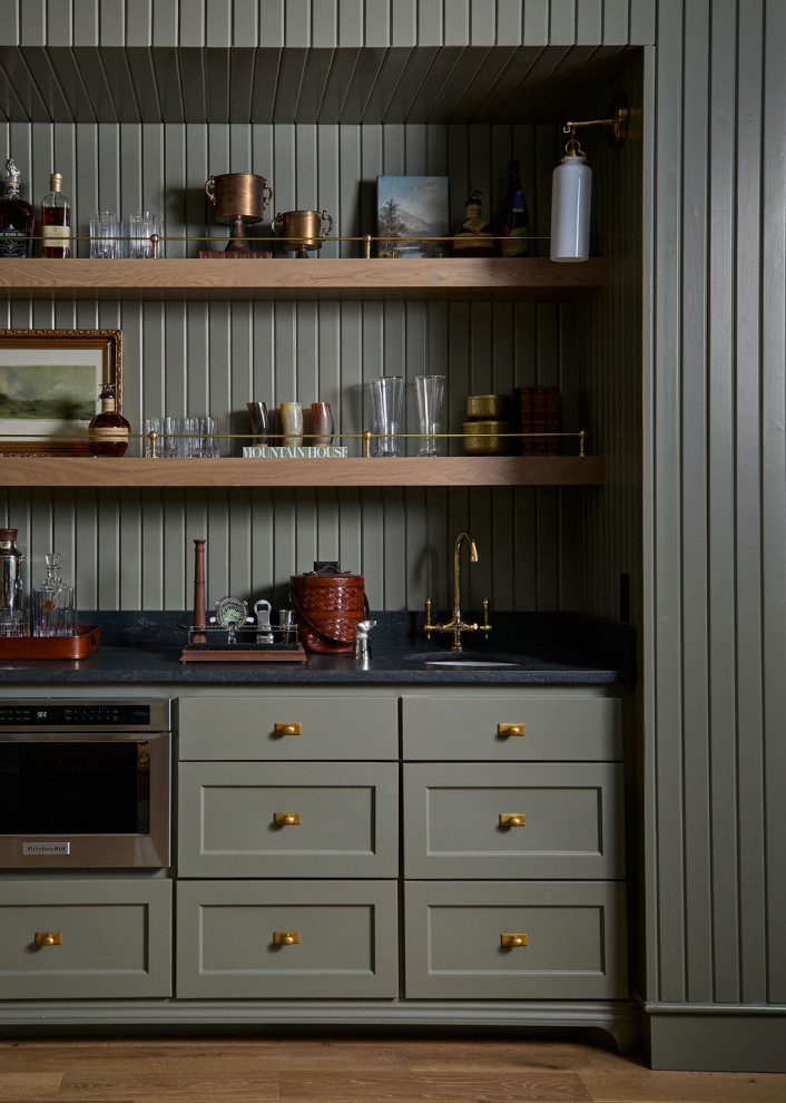 Home bar - farmhouse home bar idea in Oklahoma City