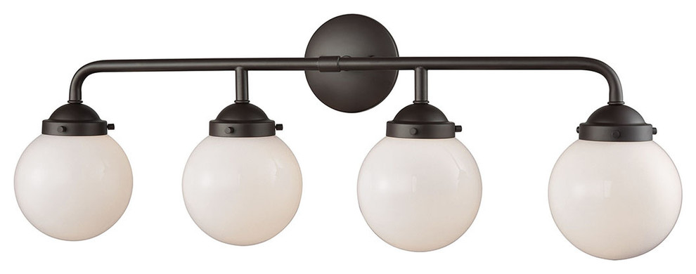 Thomas Lighting Beckett 4 Light Bath In Oil Rubbed Bronze And Opal White Glass