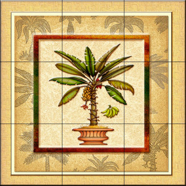 Tile Mural, Banana Palm 2 by Dan Morris Tropical Tile Murals by