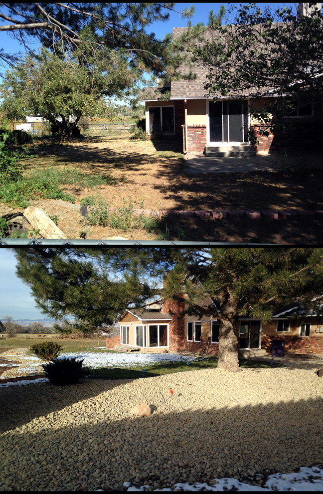 Inspiration for a mid-sized transitional partial sun backyard landscaping for summer.