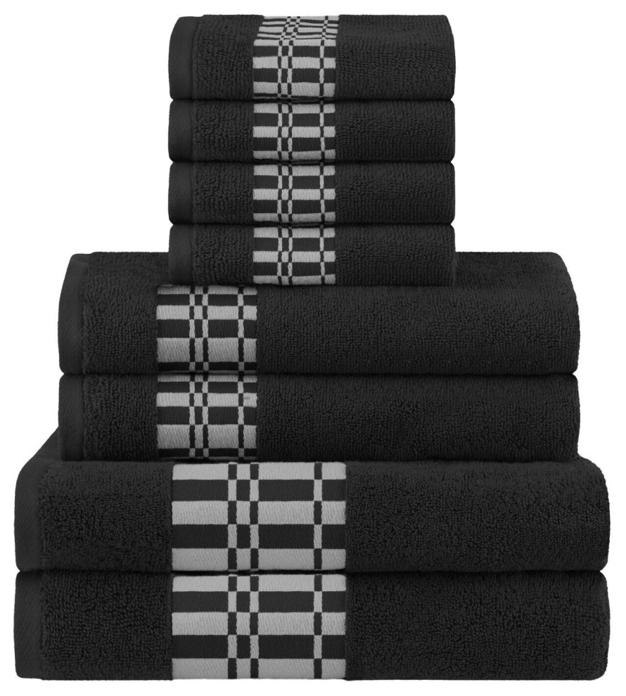 8 Piece Solid Cotton Soft Hand Bath Towel Set Modern Bath Towels