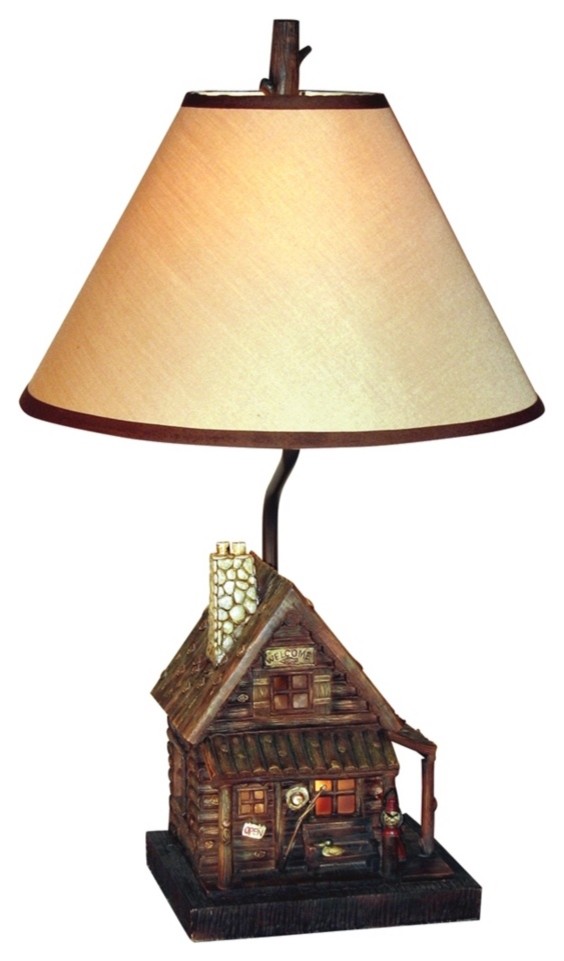 Country - Cottage Log Cabin Night Light Table Lamp