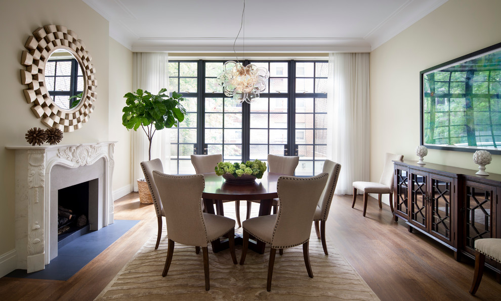 This is an example of a contemporary dining room in New York.