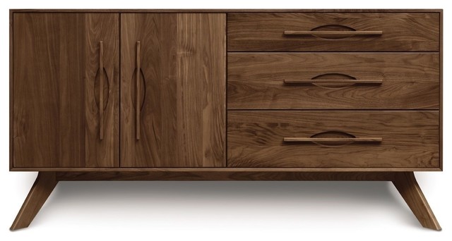 Copeland Audrey 3 Drawers On Right, 2 Doors On Left Buffet, Natural Walnut