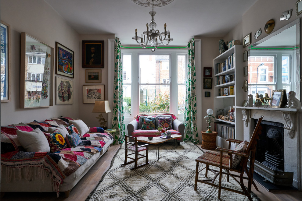 This is an example of an eclectic living room in London.