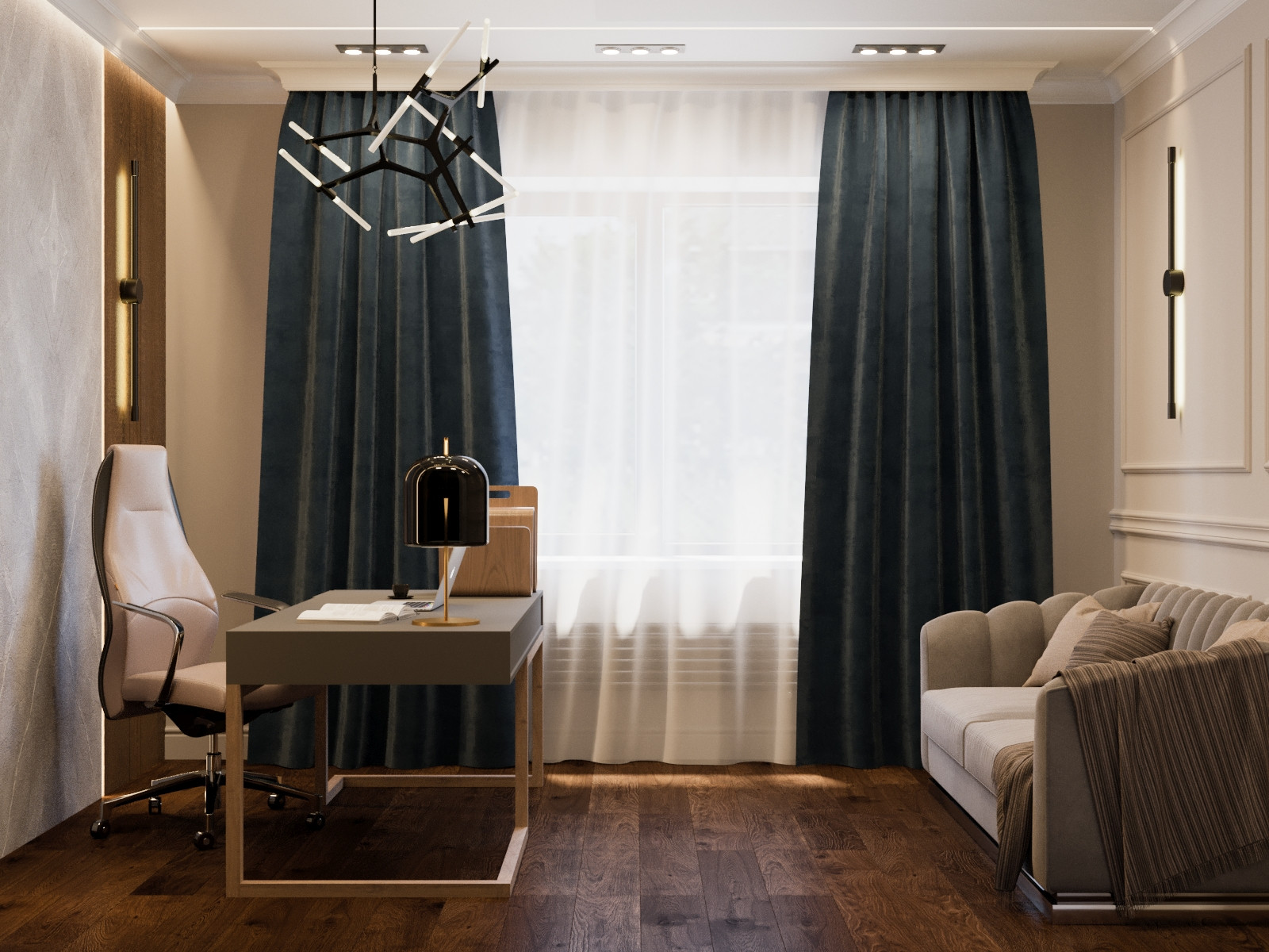 Дизайн кабинета в частном доме в Подмосковье, 220м2