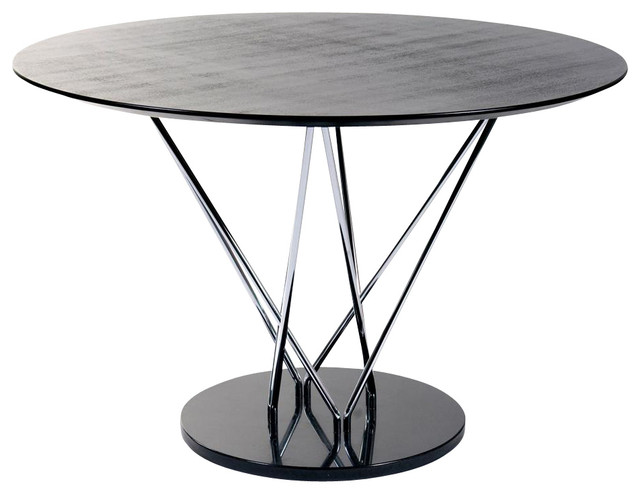 Stacy 47 Inch Round Dining Table w Marble & Chrome Base