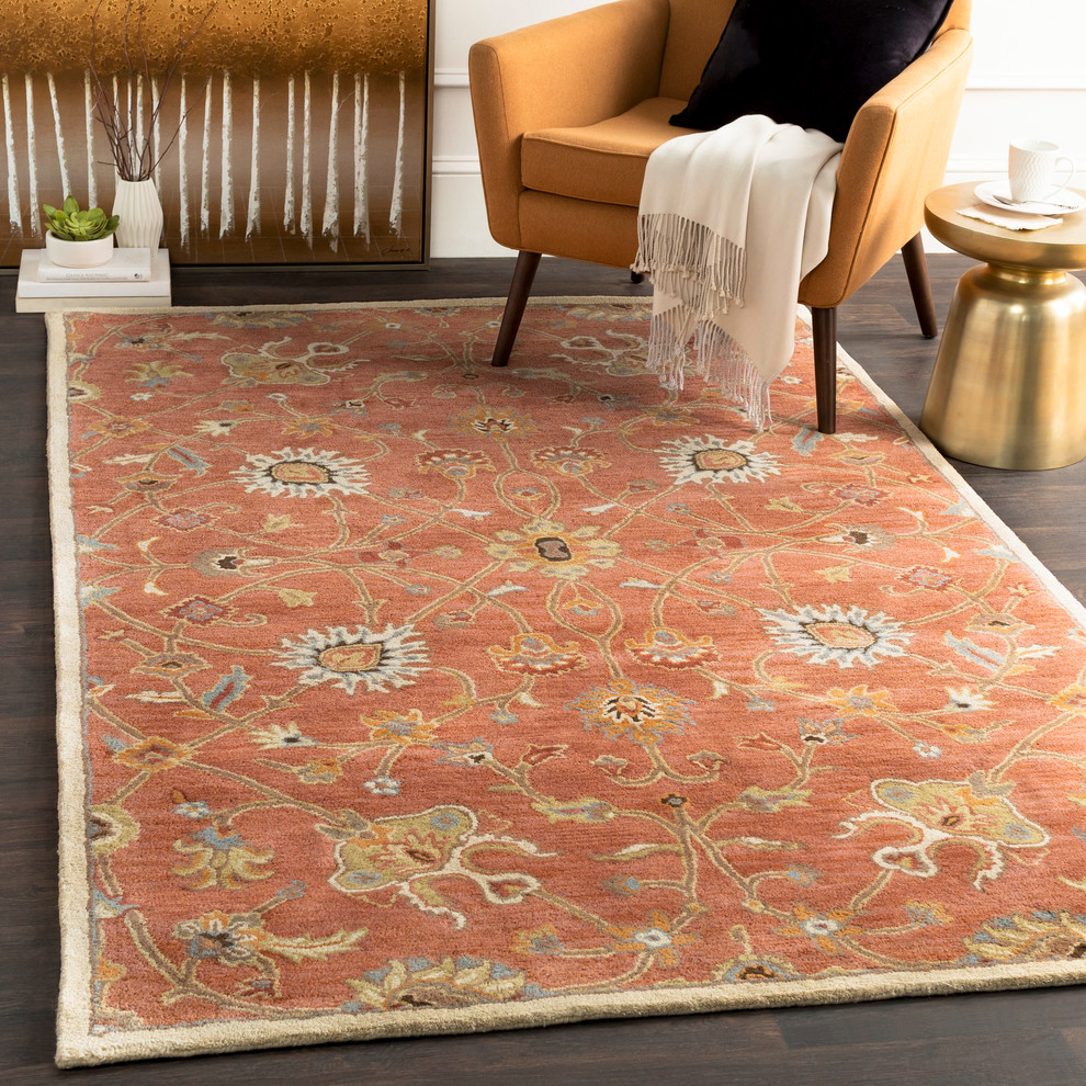 Caesar Traditional Camel, Burnt Orange Area Rug Mediterranean Area