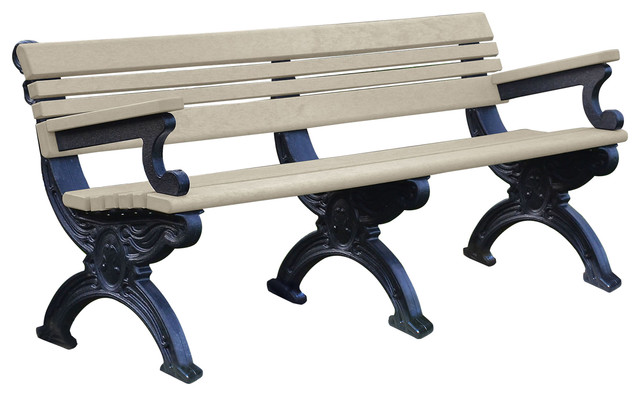 Bench Hartford W Back With Armrests 6 Decorative Black Bench Hartford W Back With Armrests 6 Decorative Black Legs Traditional Outdoor Benches By American Recycled Plastic