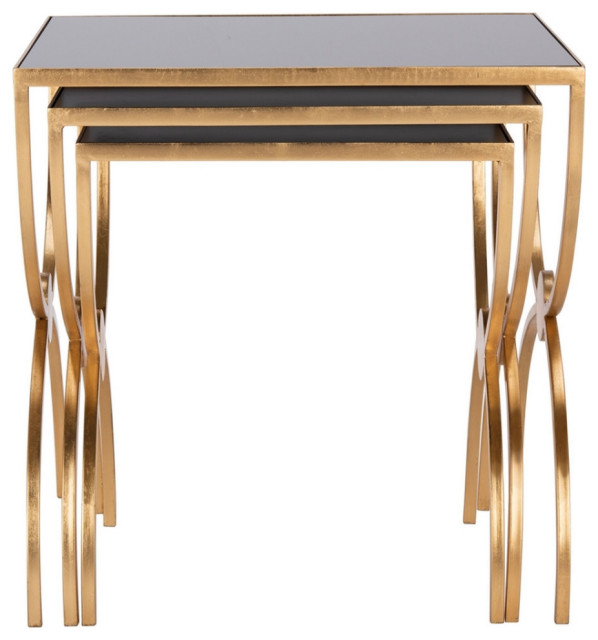 Lexis Black Glass Nesting Tables Contemporary Coffee Table Sets