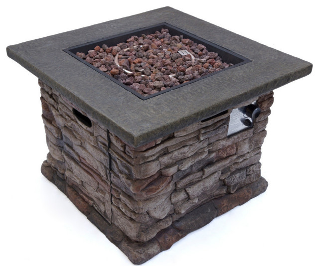 GDF Studio Stone Outdoor Natural Stone Finished Propane Fire Pit