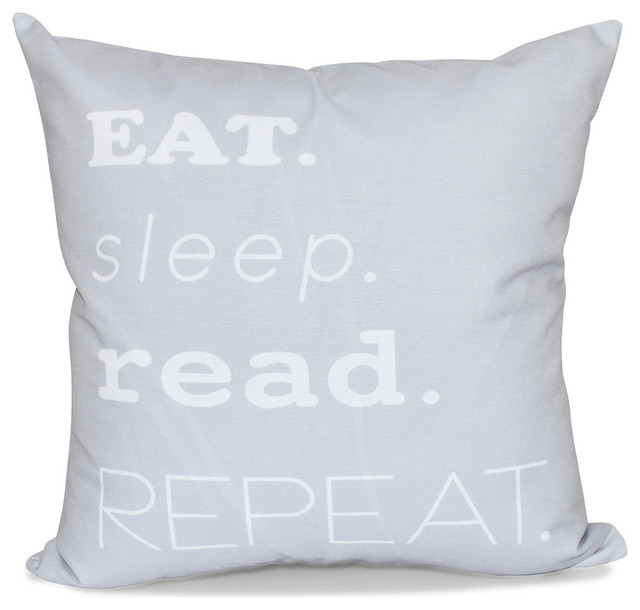My Mantra, Word Print Pillow, Gray - Contemporary - Decorative Pillows - by E by Design