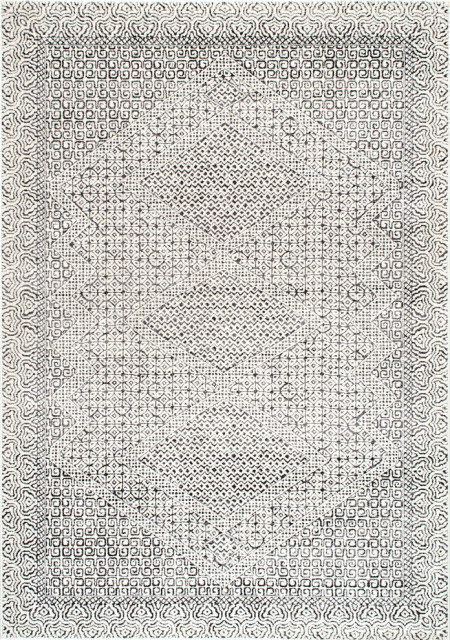 Traditional Tribal Mosaic Area Rug, Light Gray, 5'x7'5"