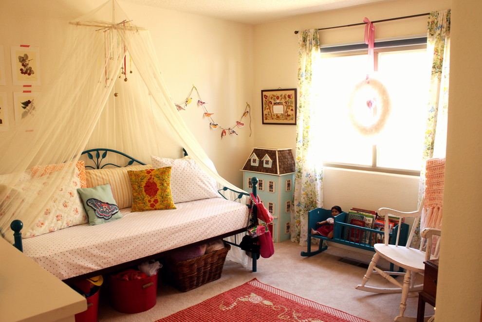 This is an example of an eclectic kids' room for girls in Albuquerque.