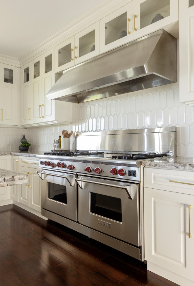 Example of a transitional kitchen design in Vancouver