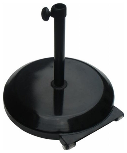 Black Umbrella Base With Wheels, 75 lbs Transitional Outdoor