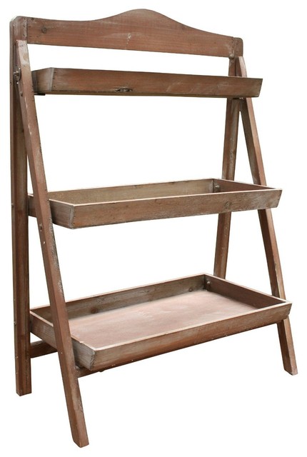 39 5 Tall Foldable Wooden Plant Stand For Outdoor 3 Shelves Large