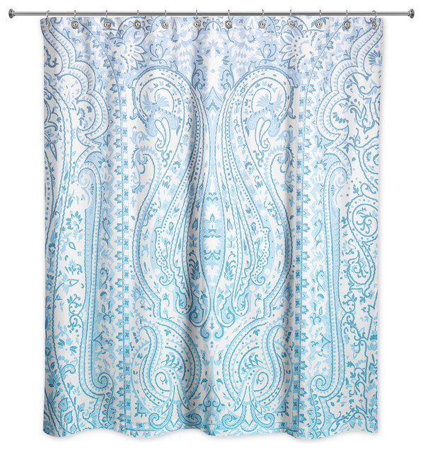 Blue Boho Sketched Tapestry 71x74, Tapestry Shower Curtain