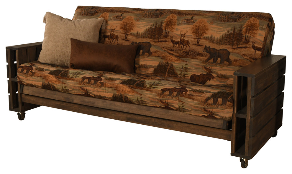 Ashland Frame Futon, Rustic Walnut, Canadian Mattress Rustic Futons