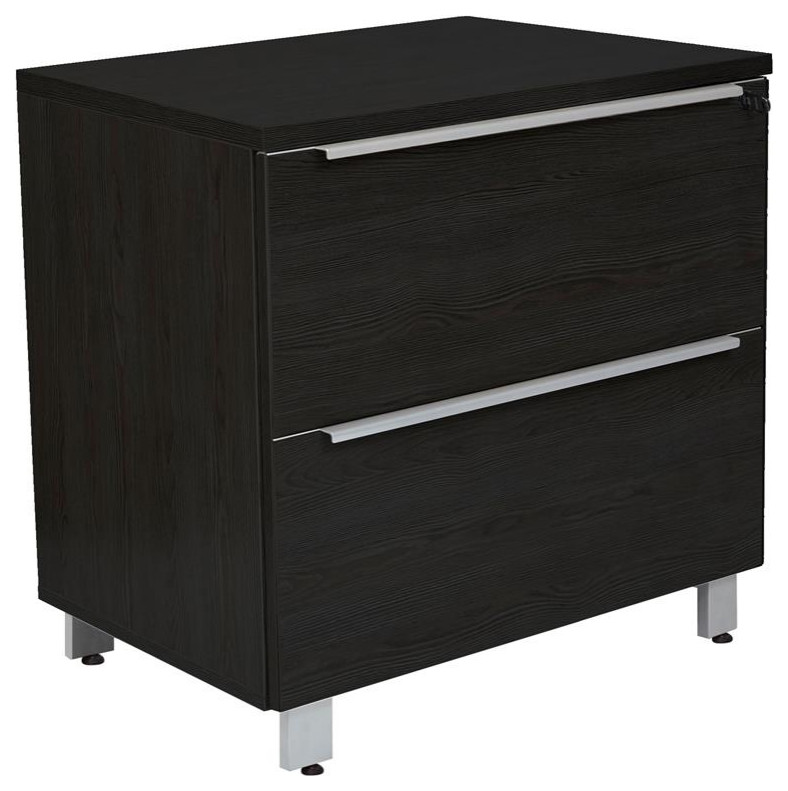 Wood Lateral File with 2 Drawers in Espresso Contemporary