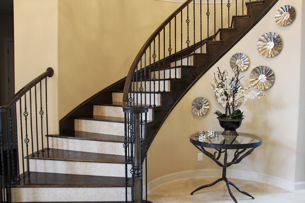 Transitional staircase in Austin.