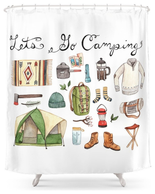 Let S Go Camping Shower Curtain Contemporary Shower Curtains