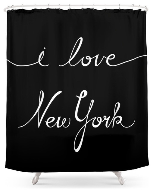 I Love New York Black And White Shower Curtain Contemporary