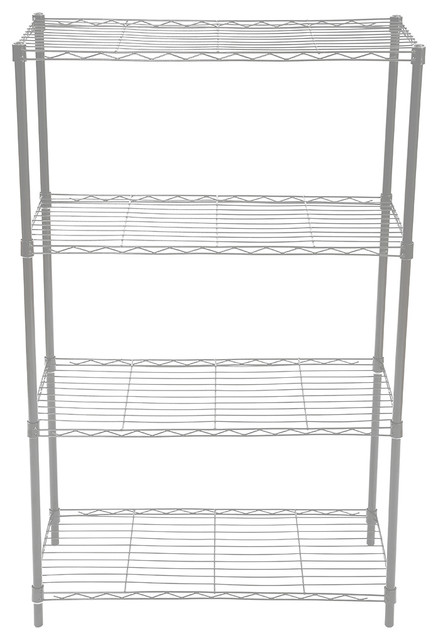 4-Tier Wide Steel Wire Shelf, Gray - Modern - Utility Shelves - by HOME ...