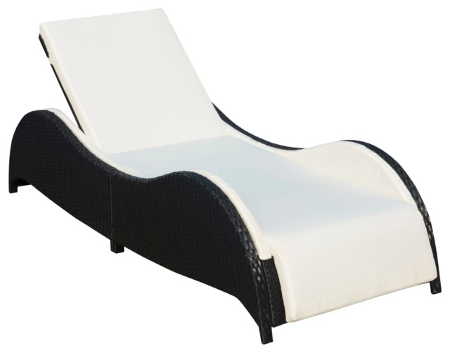 vidaXL Patio Rattan Wicker Pool Sunbed Lounger Garden Chaise Chair 2 Colors 