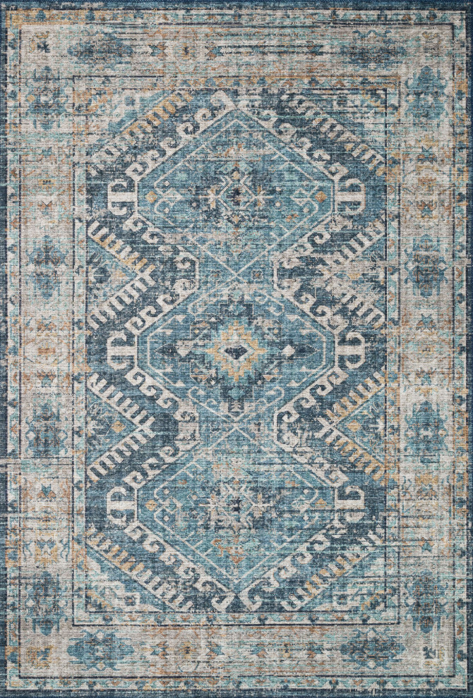 Skye Printed Area Rug by Loloi II, Denim/Natural, 6'0"x9'0"