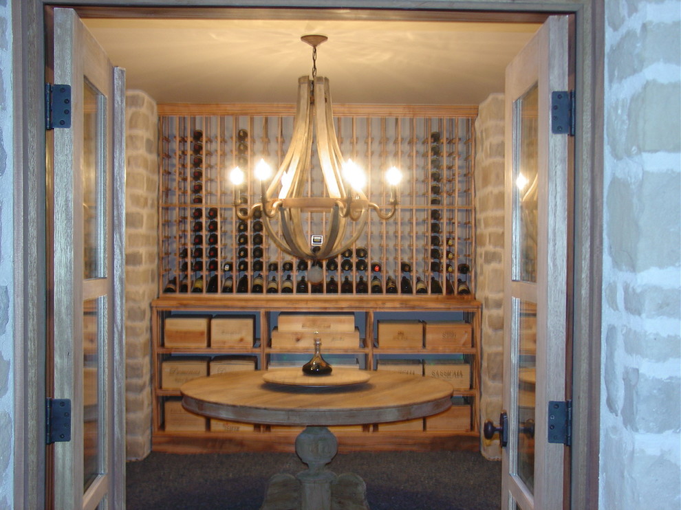 Elegant Tuscan Wine Tasting Room and Custom Wine Cellar Mediterranean