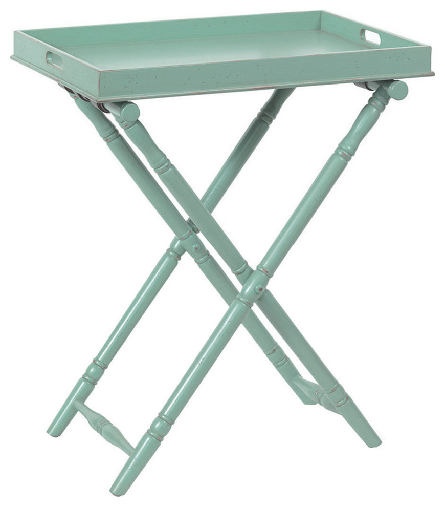 Devon Butler Beach Style Folding Tray Table Turquoise 36"H