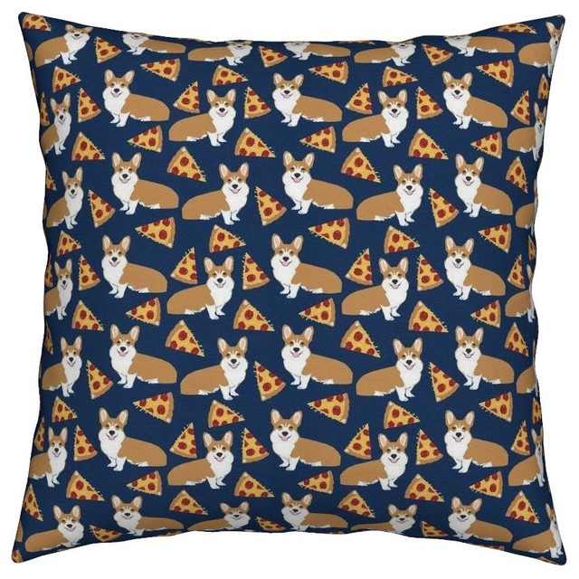 Corgi Corgis Dogs Cute Pizza Food Pet Throw Pillow Contemporary Decorative Pillows By Roostery